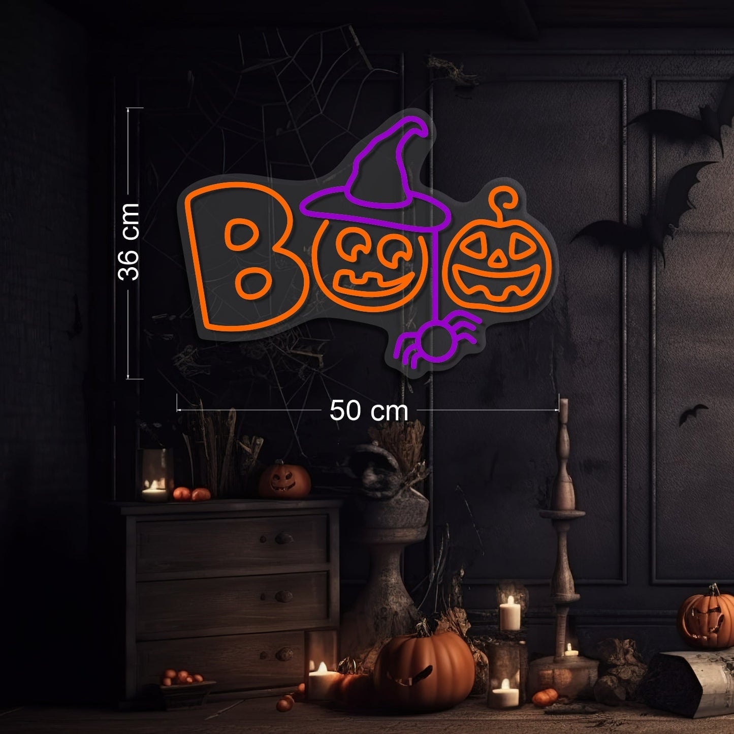 Enseigne néon LED Boo