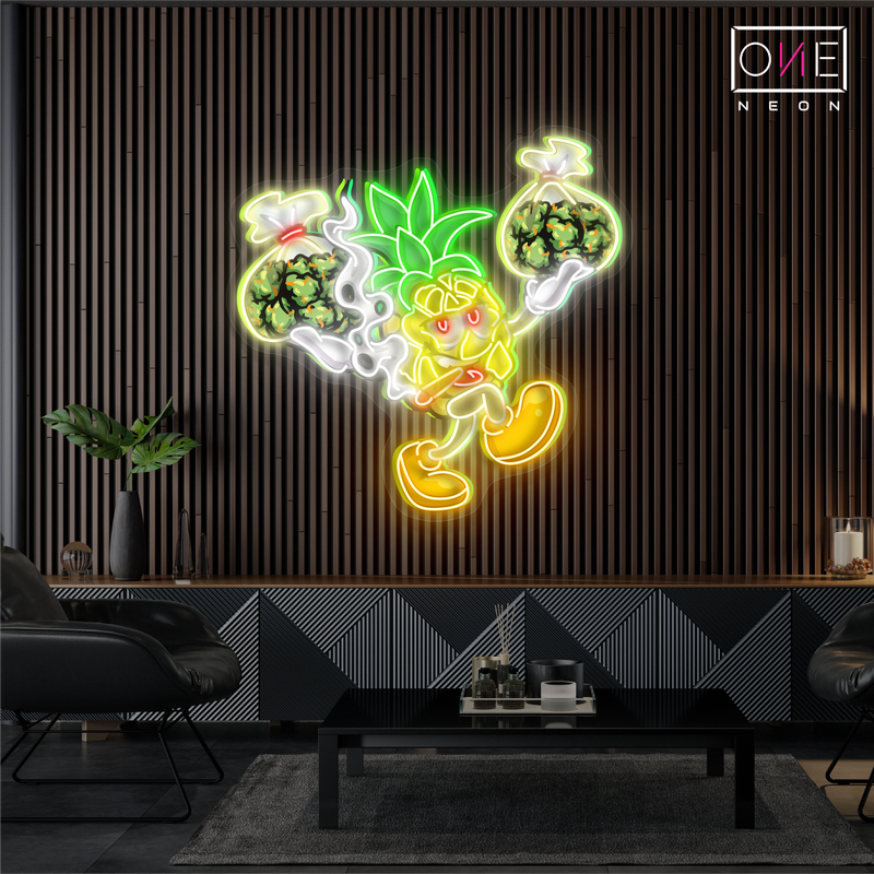 Enseigne néon LED œuvre d'art "Pineapple Hustler"