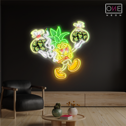 Enseigne néon LED œuvre d'art "Pineapple Hustler"