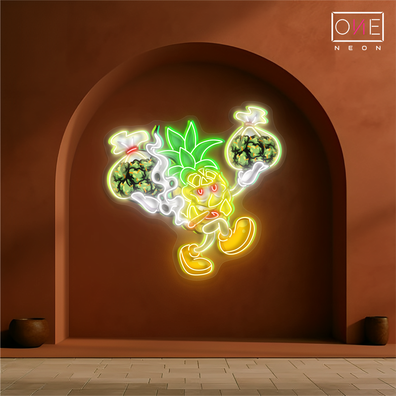 Enseigne néon LED œuvre d'art "Pineapple Hustler"