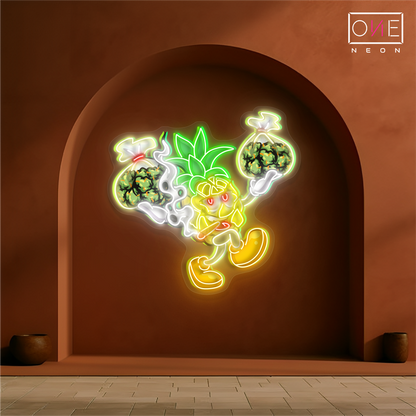Enseigne néon LED œuvre d'art "Pineapple Hustler"
