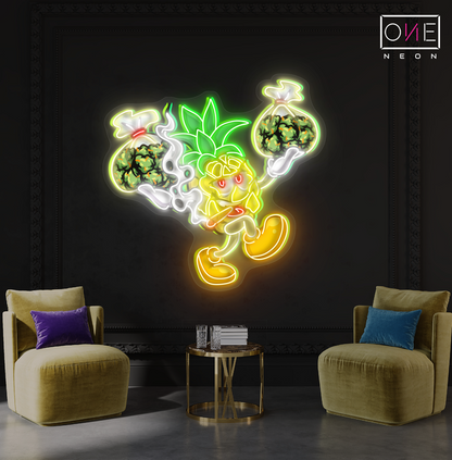 Enseigne néon LED œuvre d'art "Pineapple Hustler"