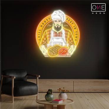 Enseigne néon LED "Grill House Barbecue Artwork"
