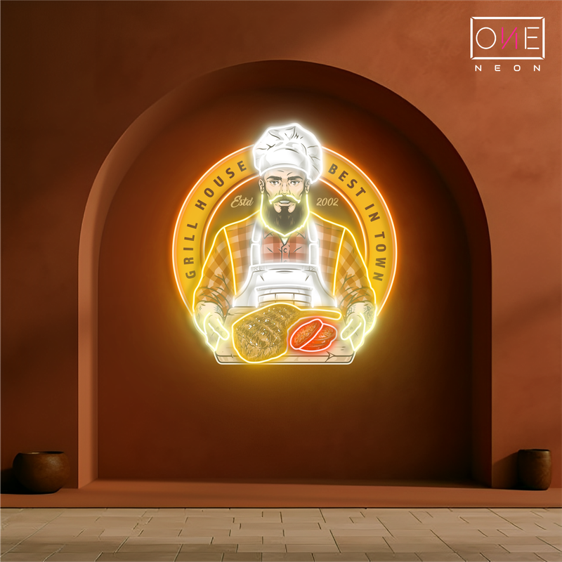 Enseigne néon LED "Grill House Barbecue Artwork"