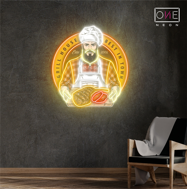 Enseigne néon LED "Grill House Barbecue Artwork"