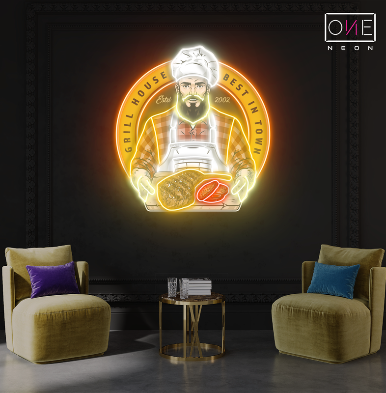 Enseigne néon LED "Grill House Barbecue Artwork"
