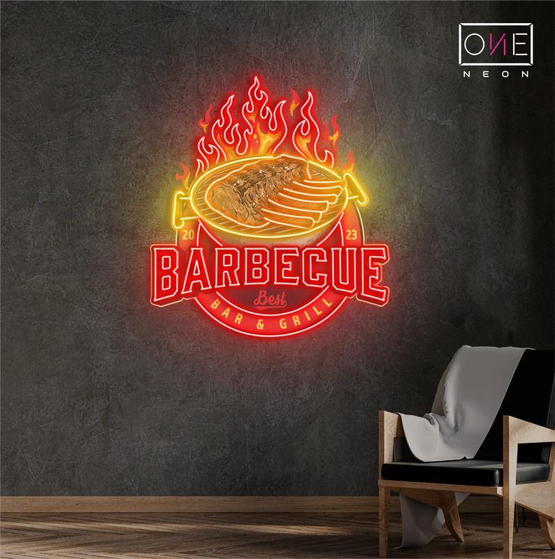 Enseigne lumineuse LED néon « Barbecue Bar & Grill »