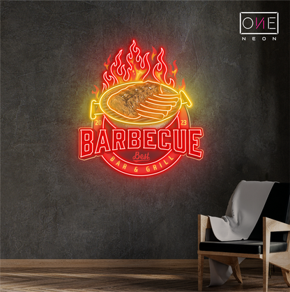 Enseigne lumineuse LED néon « Barbecue Bar & Grill »