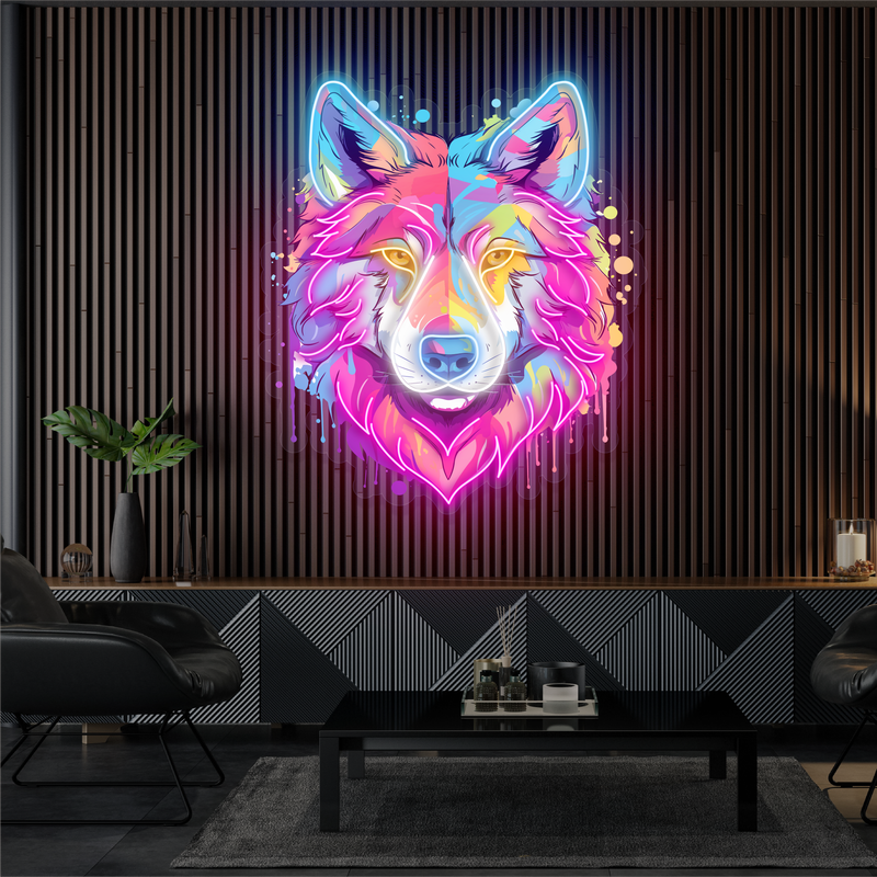 Enseigne au néon LED Loup Vif