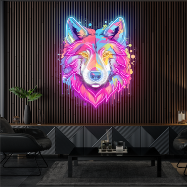 Enseigne au néon LED Loup Vif