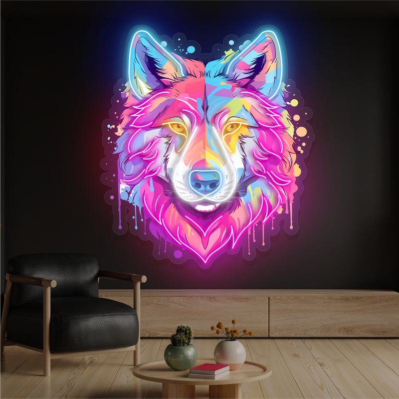 Enseigne au néon LED Loup Vif