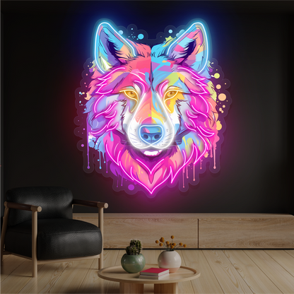 Enseigne au néon LED Loup Vif