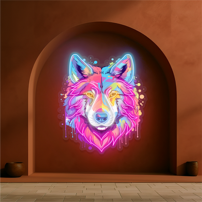 Enseigne au néon LED Loup Vif