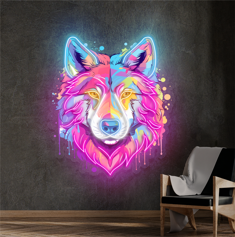 Enseigne au néon LED Loup Vif