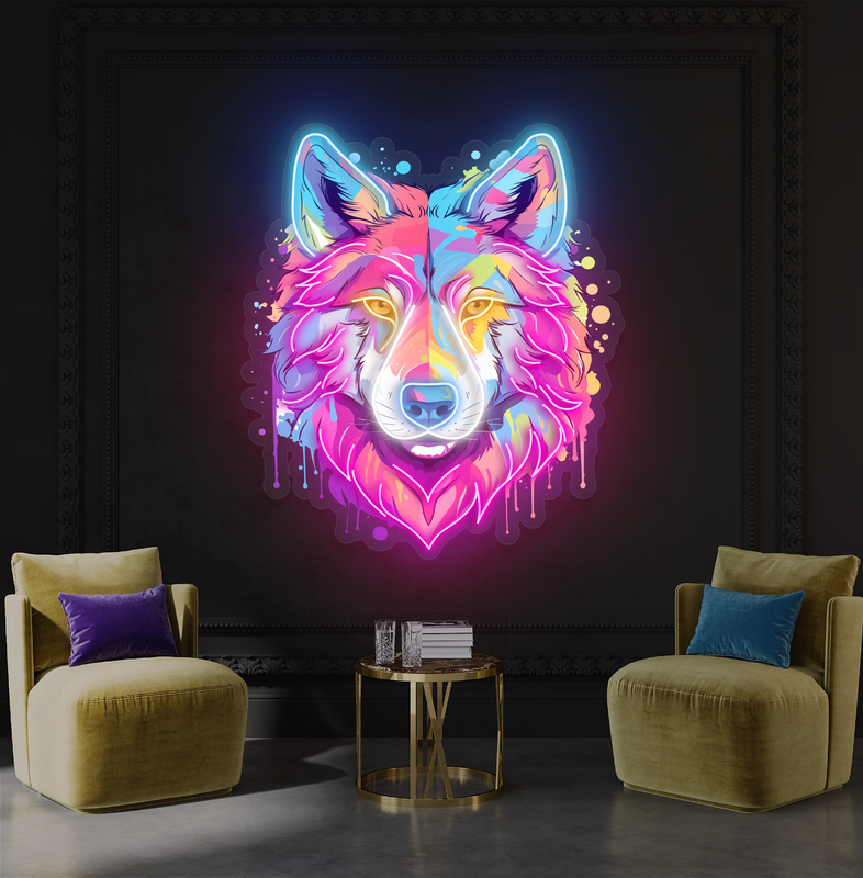 Enseigne au néon LED Loup Vif