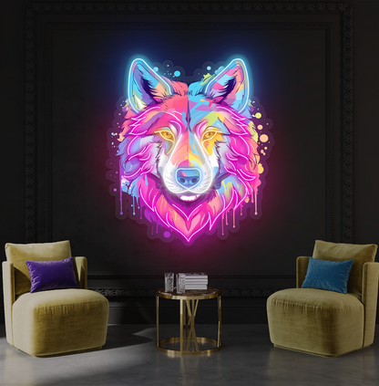 Enseigne au néon LED Loup Vif