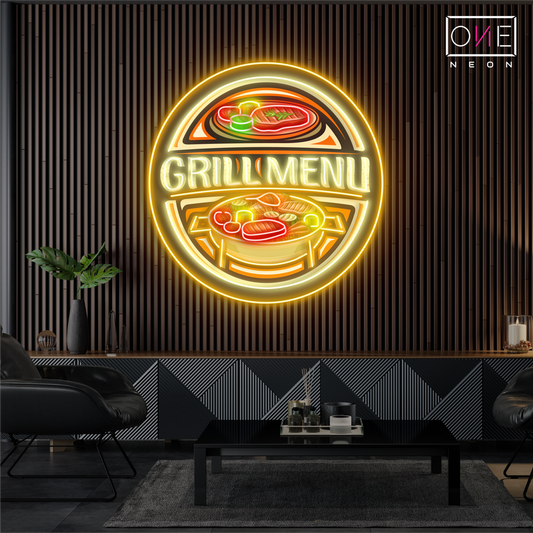 Enseigne néon LED artistique de menu de grillades barbecue