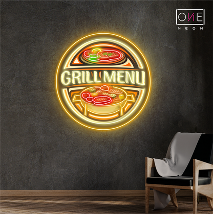 Enseigne néon LED artistique de menu de grillades barbecue
