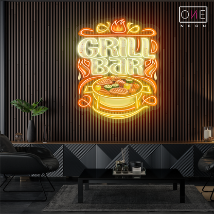 Enseigne néon LED "BBQ Grill Bar Artwork"