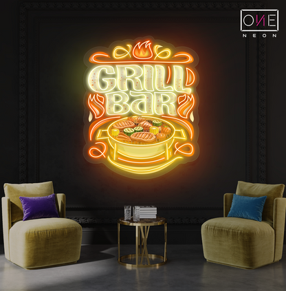 Enseigne néon LED "BBQ Grill Bar Artwork"