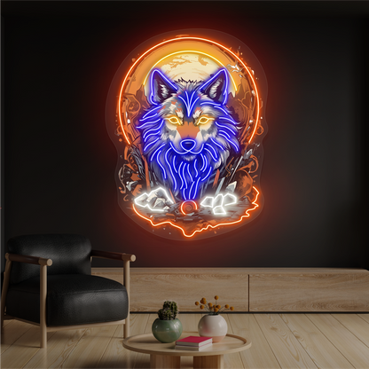 Enseigne néon LED "Loup Lunaire Mystique"