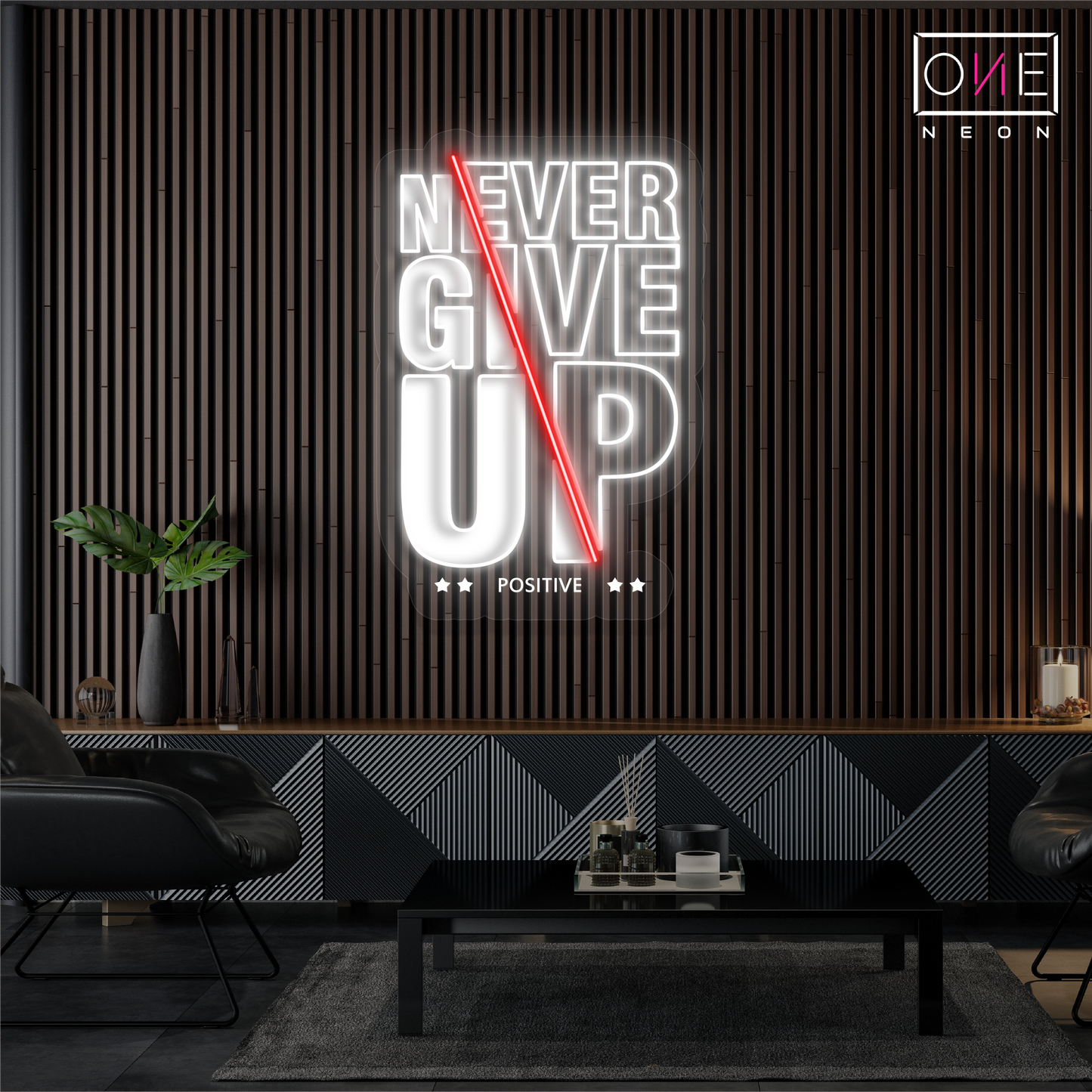 Enseigne Néon LED "Never Give Up"