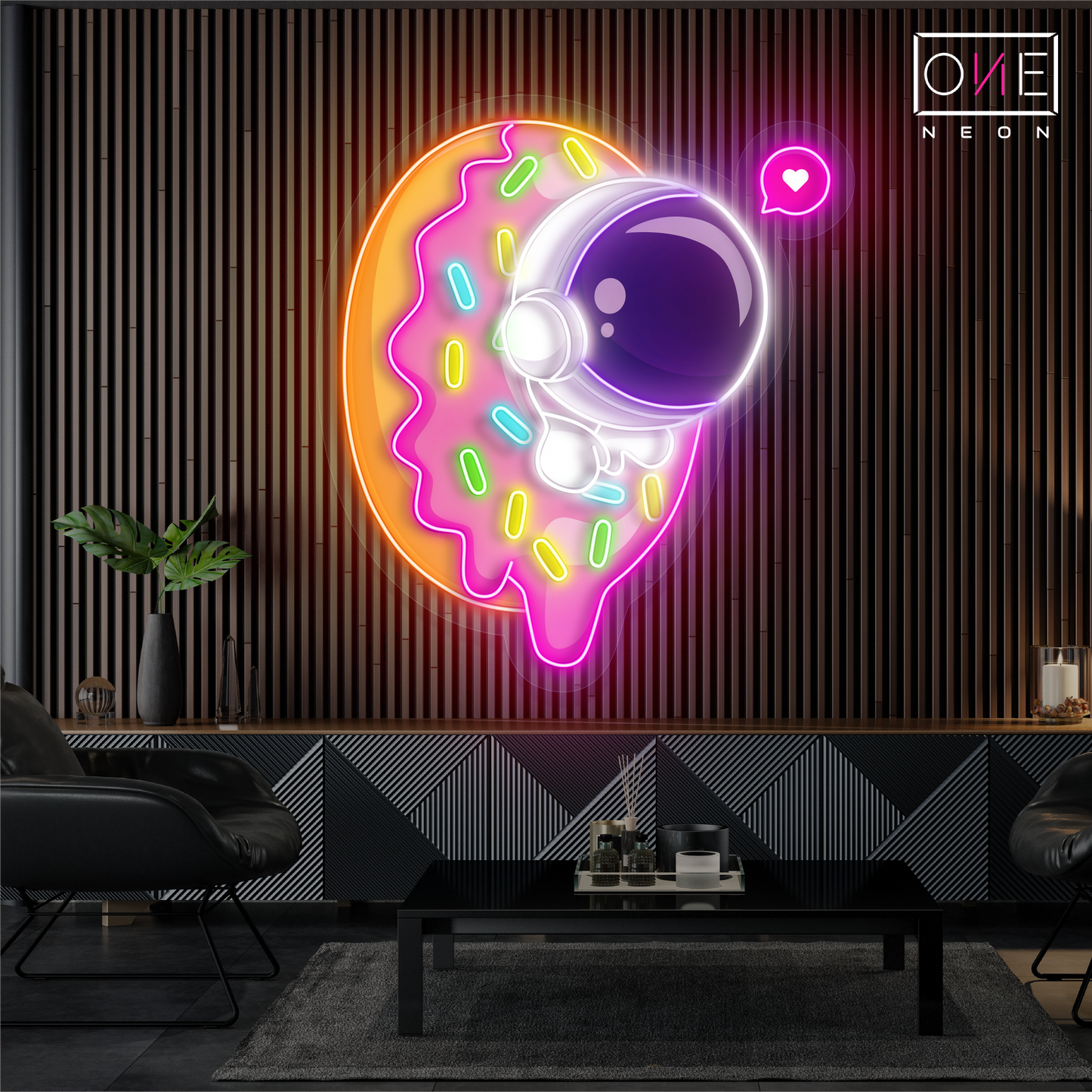 Enseigne néon LED Donut Astronaute