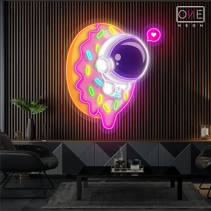 Enseigne néon LED Donut Astronaute