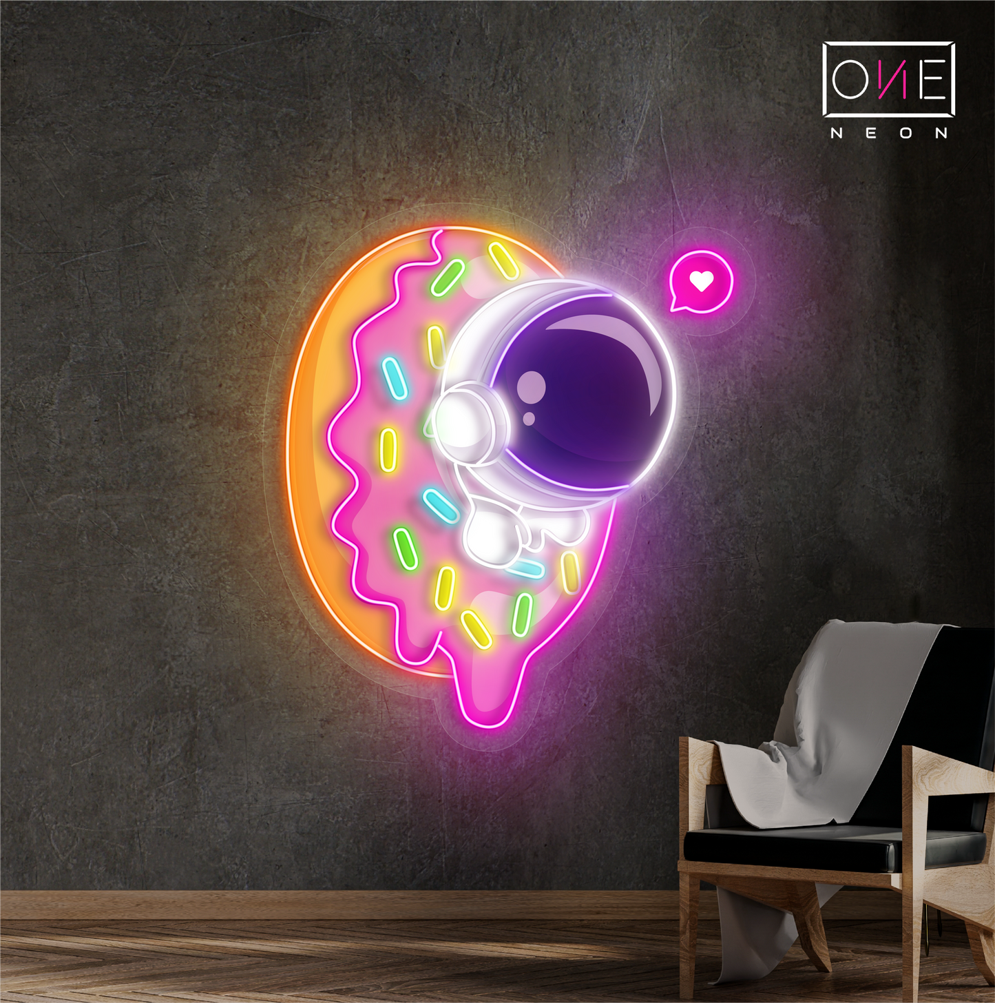 Enseigne néon LED Donut Astronaute