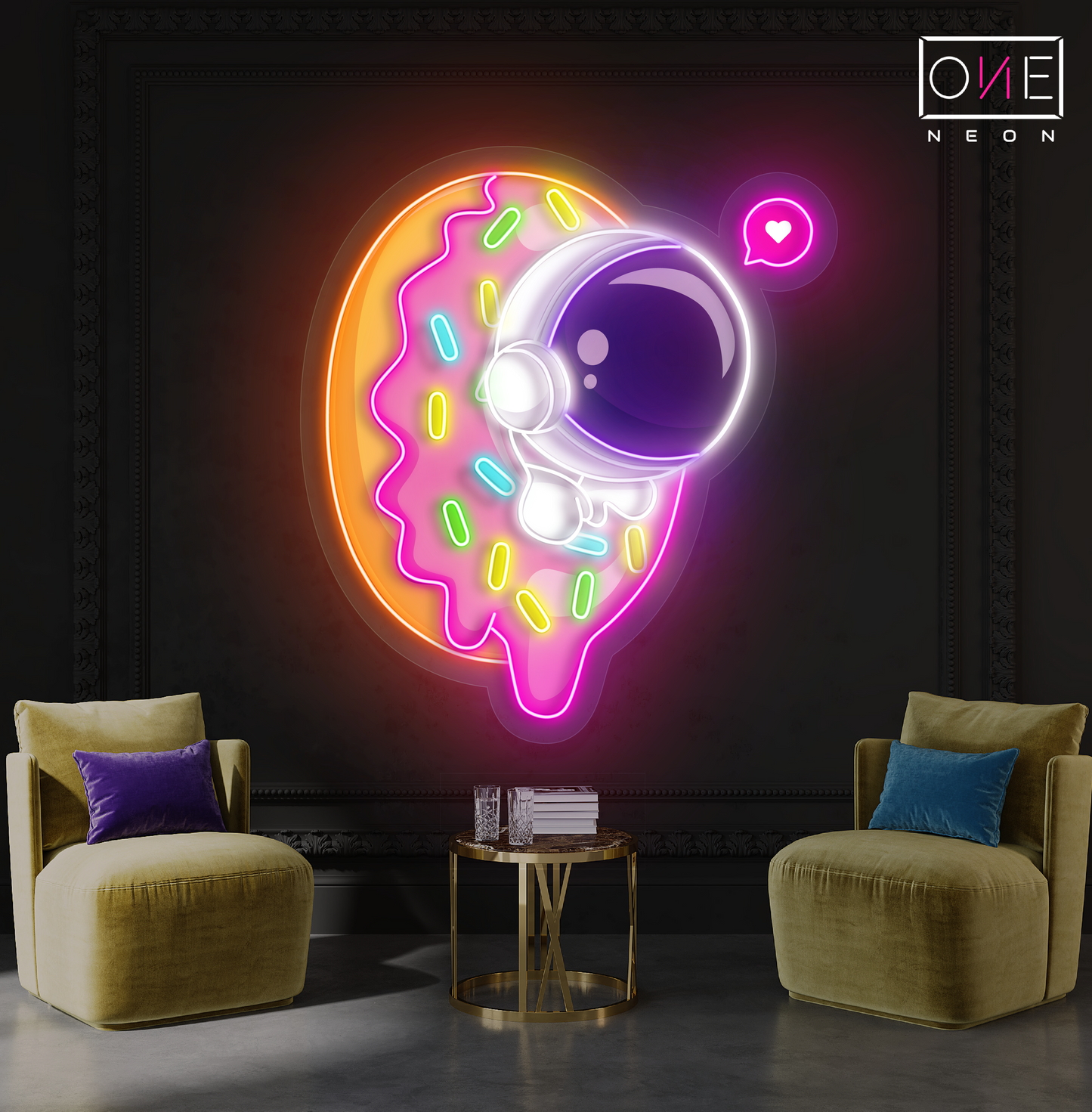 Enseigne néon LED Donut Astronaute
