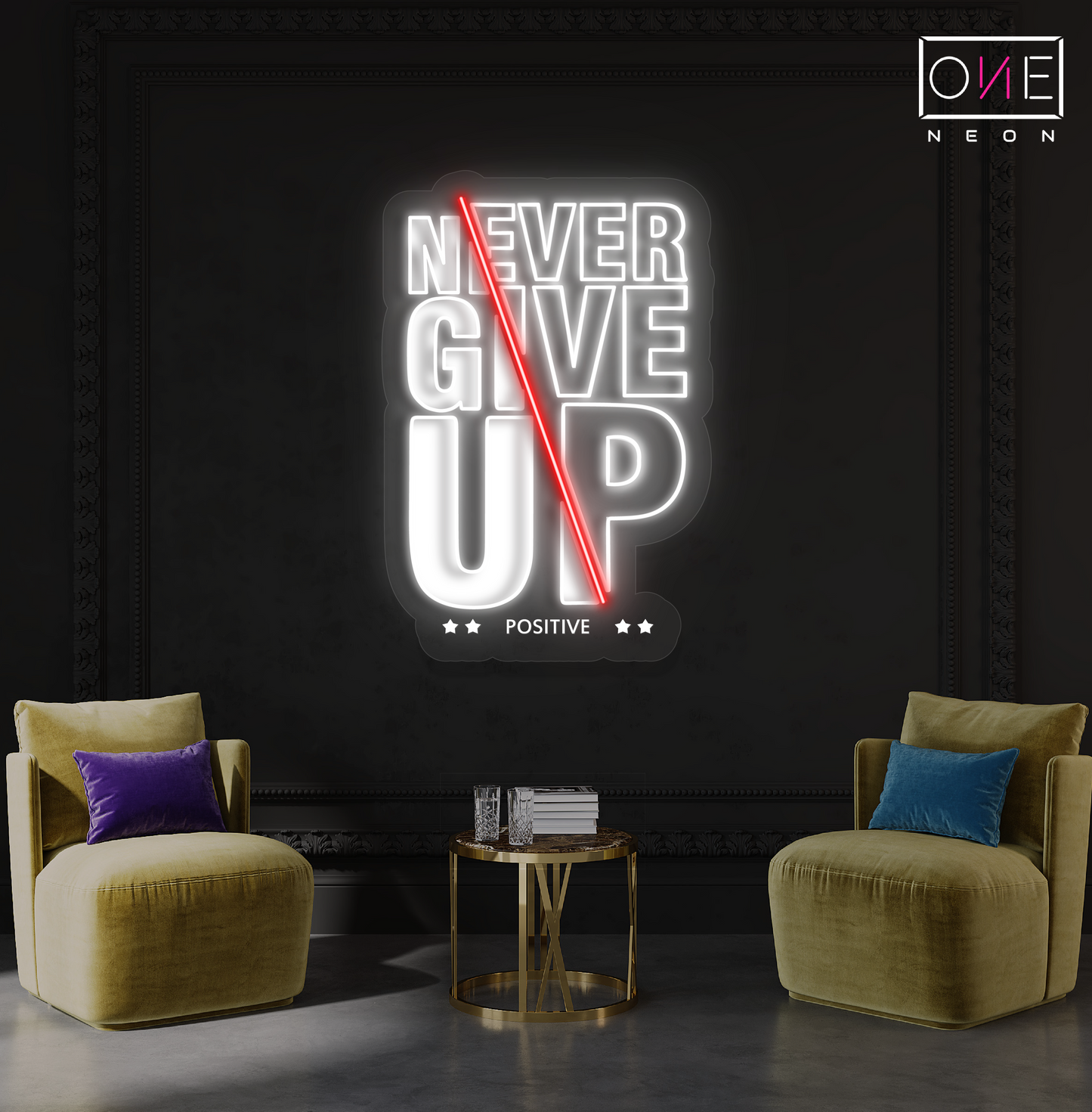 Enseigne Néon LED "Never Give Up"