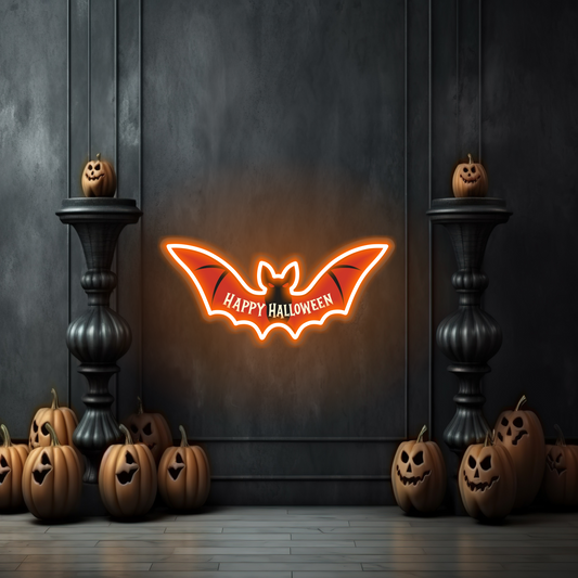 Enseigne Néon LED Chauve-souris Joyeux Halloween