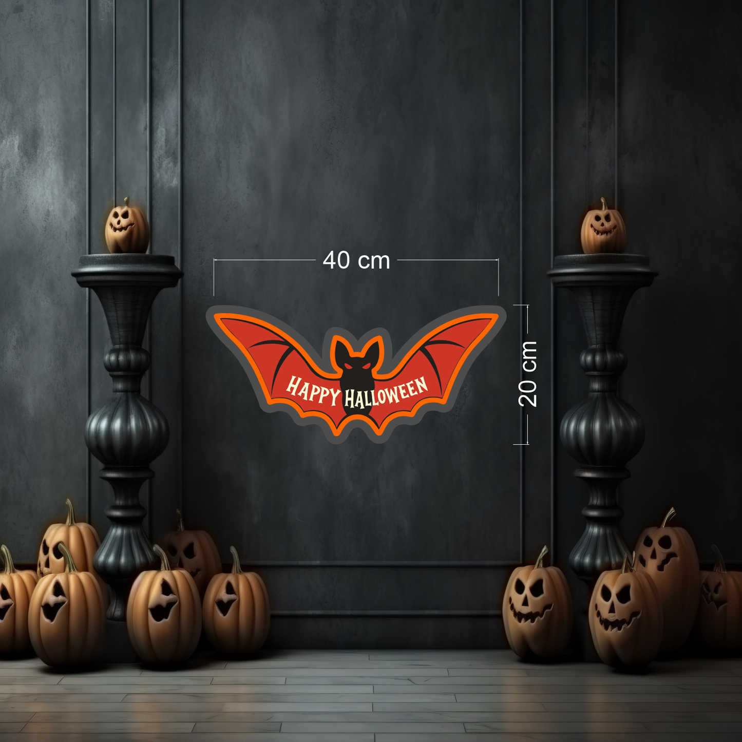 Enseigne Néon LED Chauve-souris Joyeux Halloween
