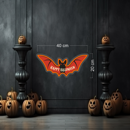 Enseigne Néon LED Chauve-souris Joyeux Halloween