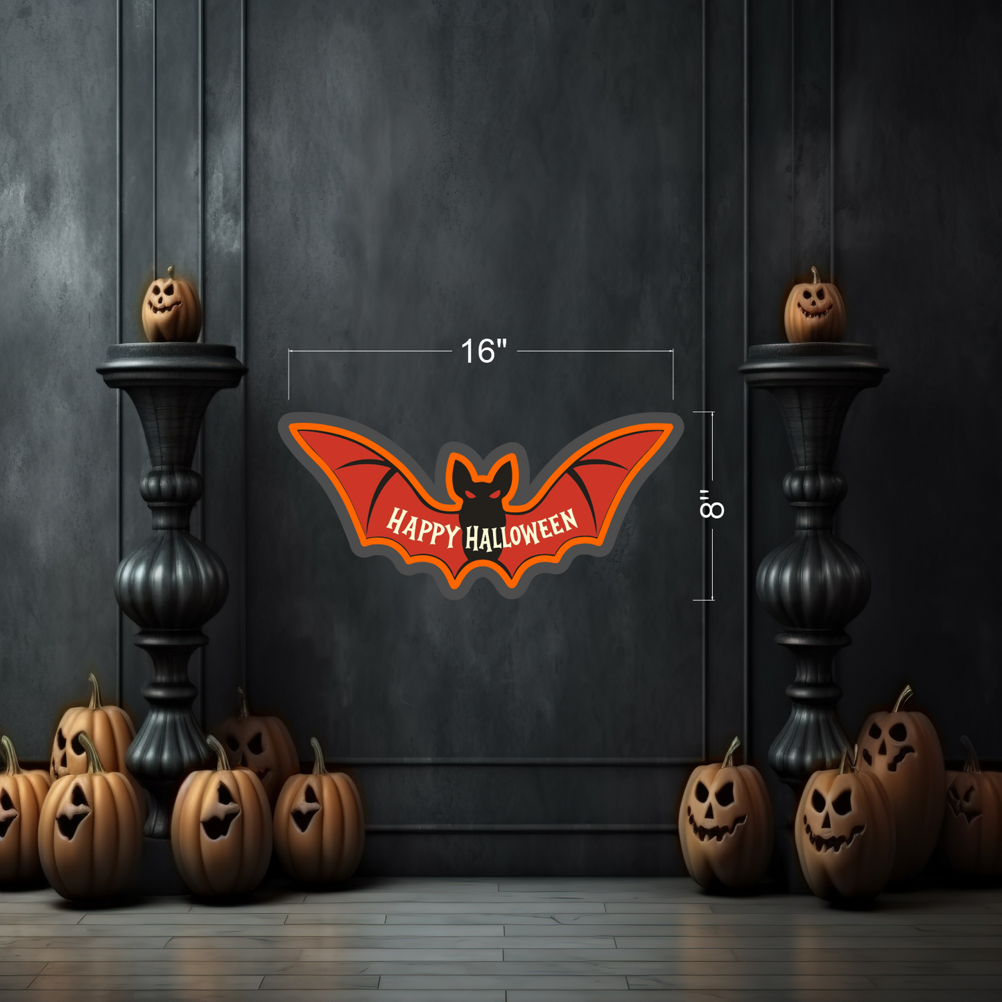 Enseigne Néon LED Chauve-souris Joyeux Halloween