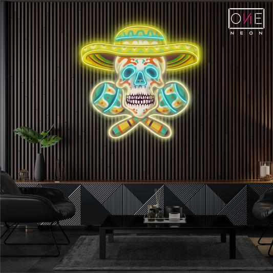 Enseigne néon LED artistique Calavera mexicaine