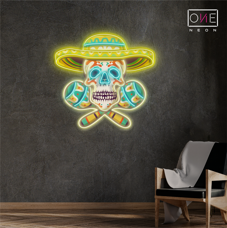 Enseigne néon LED artistique Calavera mexicaine