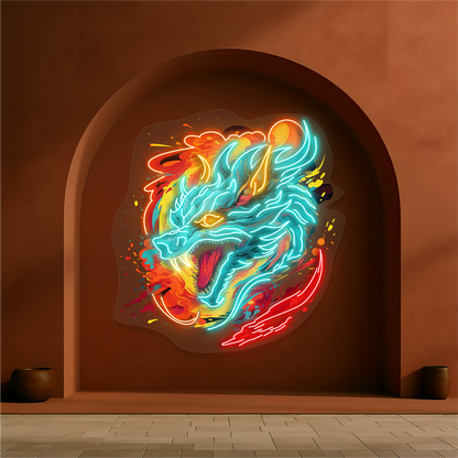 Enseigne néon LED Dragon de feu Furie artistique