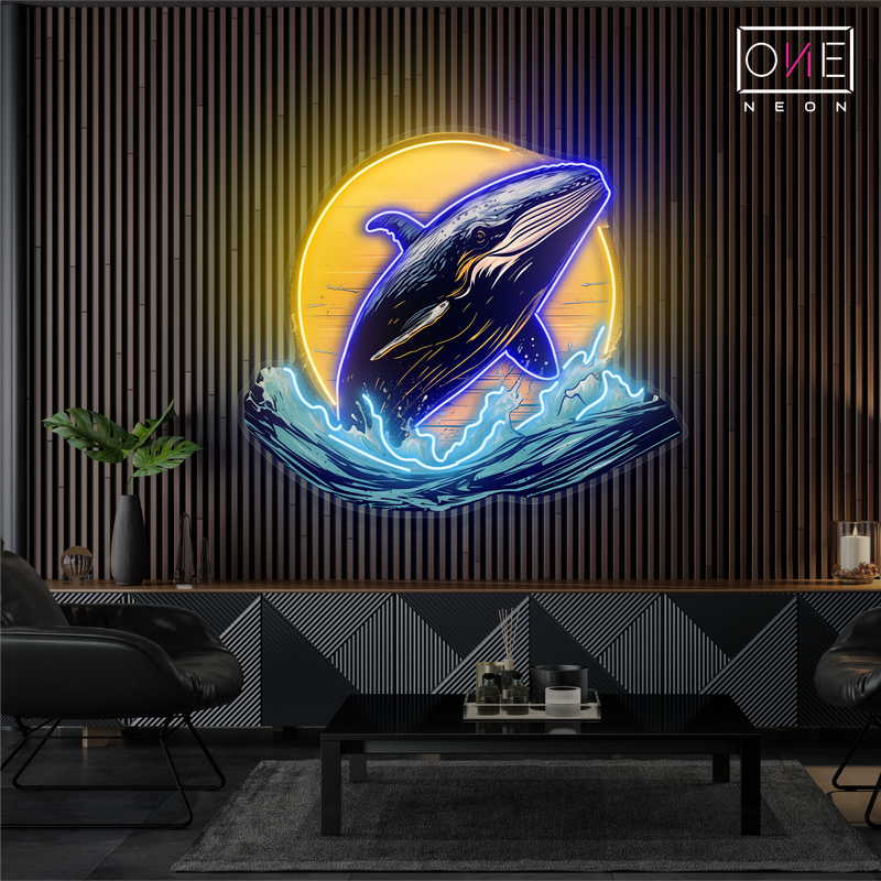 Enseigne néon LED Baleine lunaire
