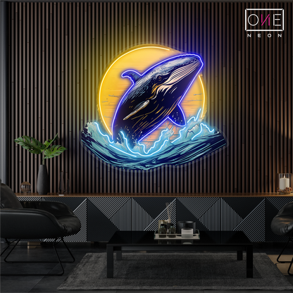 Enseigne néon LED Baleine lunaire