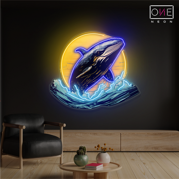 Enseigne néon LED Baleine lunaire