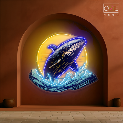 Enseigne néon LED Baleine lunaire