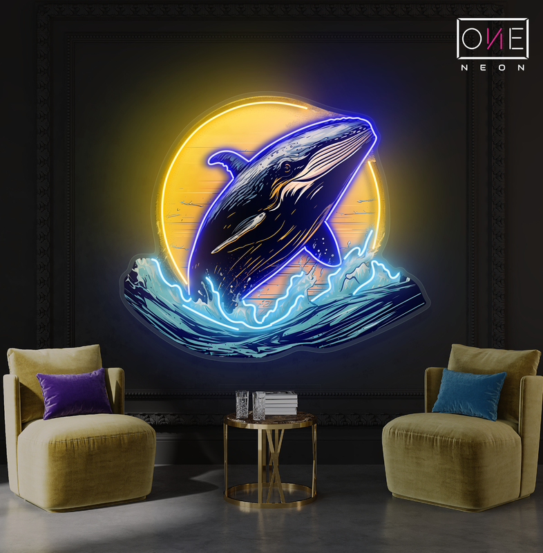 Enseigne néon LED Baleine lunaire