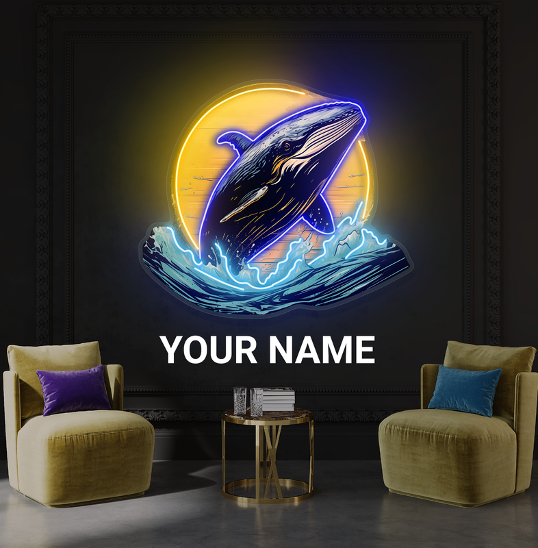 Enseigne néon LED Baleine lunaire