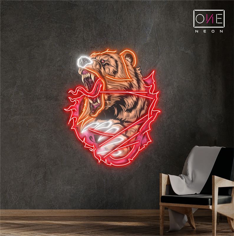 Enseigne au néon LED Ours ardent
