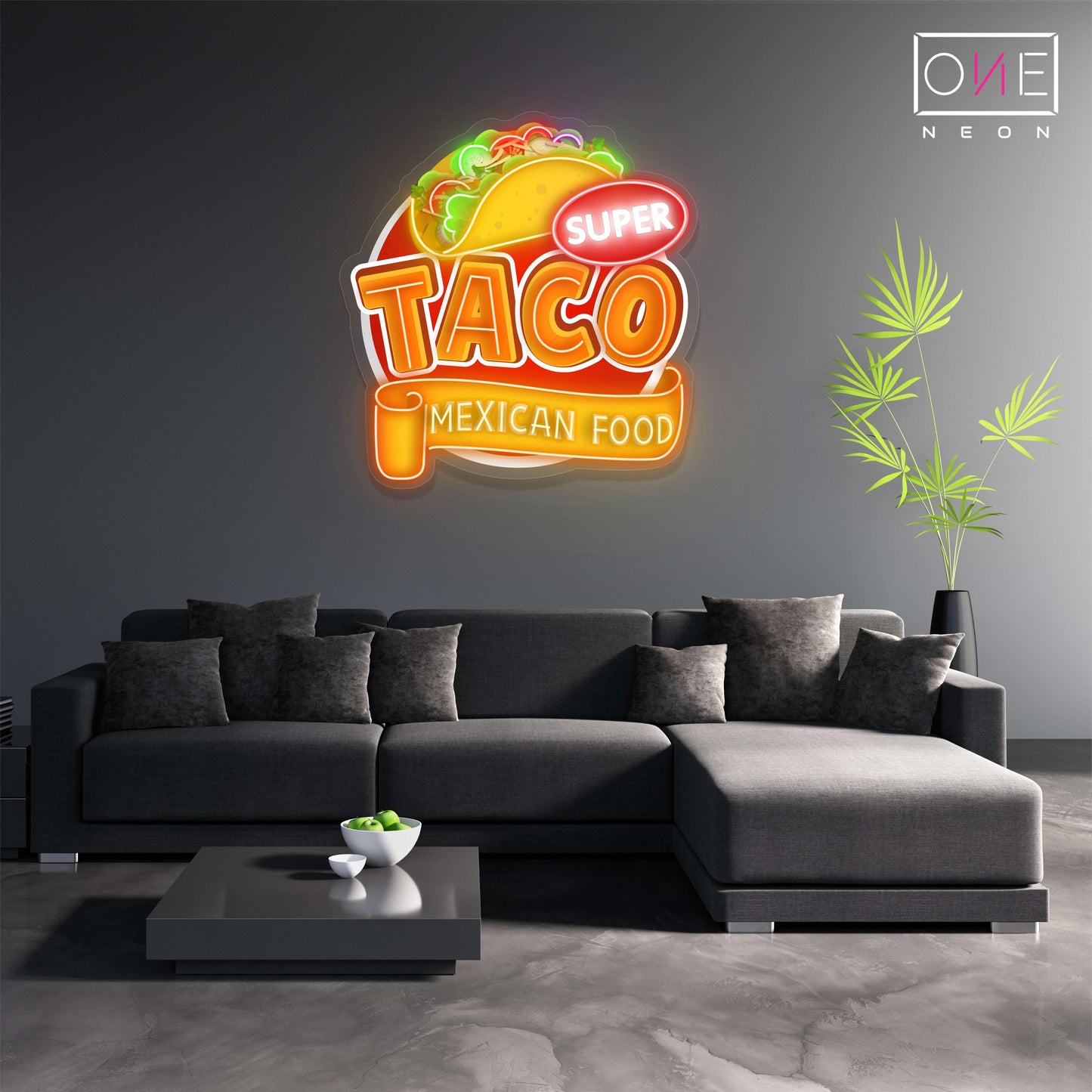 Enseigne néon LED Super Taco Mexican Food Artwork
