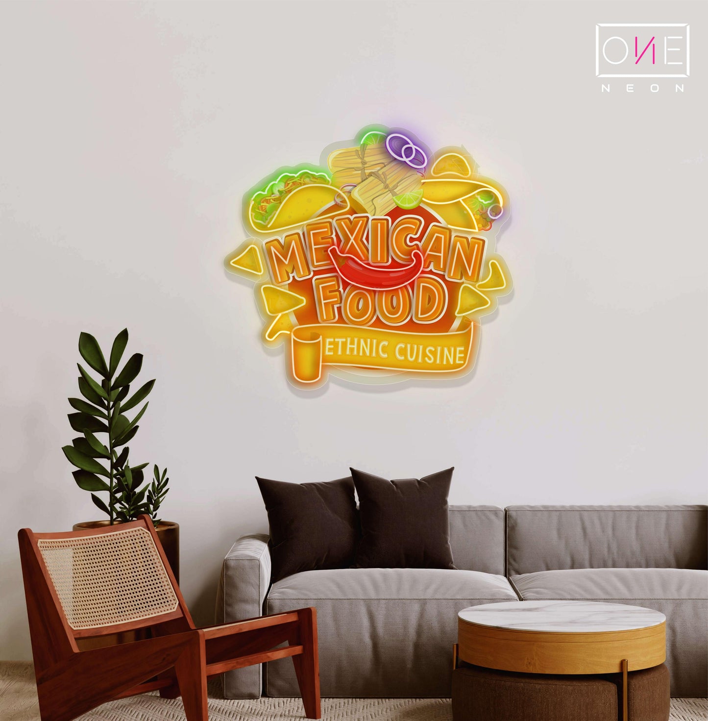 Enseigne lumineuse LED néon Œuvre d'art cuisine mexicaine