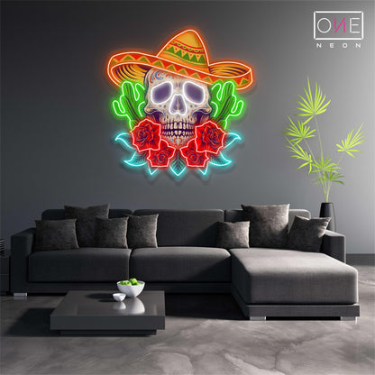 Enseigne néon LED Calavera Crâne Sucre
