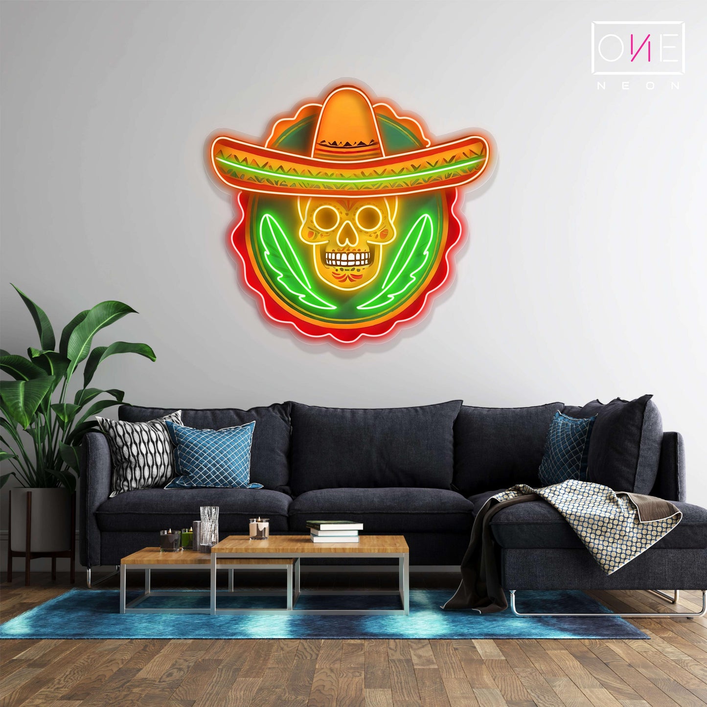 Enseigne néon LED Tête de mort Calavera