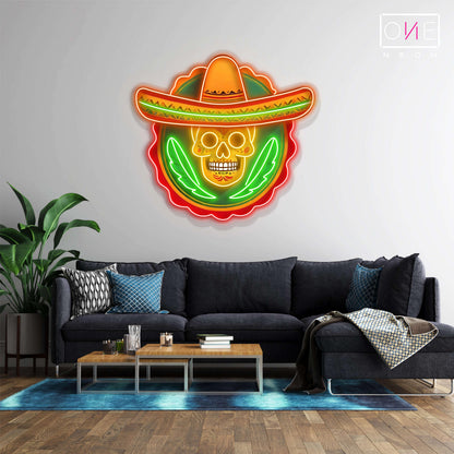 Enseigne néon LED Tête de mort Calavera